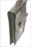 EDF GDF Cartable à Clef Vintage Cuir Grainé Marron Foncé TBE