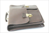 EDF GDF Cartable à Clef Vintage Cuir Grainé Marron Foncé TBE