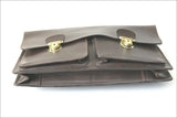 EDF GDF Cartable à Clef Vintage Cuir Grainé Marron Foncé TBE