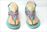SAN MARINA Sandales Cuir Tressé Pastel Petits Talons T 40 TTBE