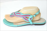 SAN MARINA Sandales Cuir Tressé Pastel Petits Talons T 40 TTBE