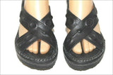 THE ART COMPANY Sandales Cuir Noir Lanières T 36 TTBE