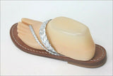 RALLO Tongs Sandales Tout Cuir Argenté Italien T 40 TTBE