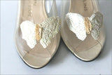 SOULIERS EVELINS Paris Nice Sandales Transparentes Cuir  Papillons T 36 TTBE