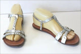 INDOCHINE 1928 Sandales Tout Cuir Brides Argentées T 38 TBE
