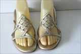 SAN MARINA Sandales Cuir Tressé Doré Petits Talons T 39 TBE
