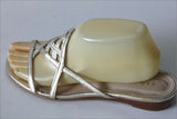 SAN MARINA Sandales Cuir Tressé Doré Petits Talons T 39 TBE