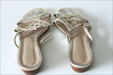 SAN MARINA Sandales Cuir Tressé Doré Petits Talons T 39 TBE
