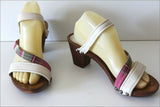 SAN MARINA Sandales Cuir Clouté Lanières Petits Talons Bois  T 40 TBE