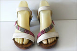 SAN MARINA Sandales Cuir Clouté Lanières Petits Talons Bois  T 40 TBE