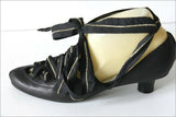 ONE STEP Escarpins Cuir Noir Rubans Doublés Cuir T 37 TBE