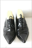 SAN MARINA Derby Pointus à Lacets Cuir Noir Petits Talons T 40 TBE