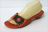 SACHA LONDON Sandales Cuir Orange Motifs Bois T 39 TBE