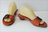SACHA LONDON Sandales Cuir Orange Motifs Bois T 39 TBE