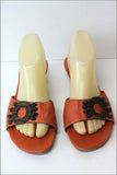 SACHA LONDON Sandales Cuir Orange Motifs Bois T 39 TBE