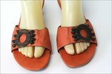 SACHA LONDON Sandales Cuir Orange Motifs Bois T 39 TBE