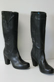 Bottes Fourrées Cuir Noir Doublure Synthétique Hauts Talons T 40 TBE