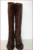 MINOT Bottes Cuir Marron Foncé Motifs Cloutés T 39 IT / 40 FR TBE