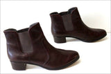 ANDRE Bottines Boots Cuir Bordeaux Doublées Cuir Bandes Elastiquées T 41 TBE