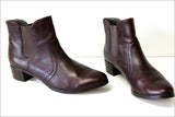 ANDRE Bottines Boots Cuir Bordeaux Doublées Cuir Bandes Elastiquées T 41 TBE