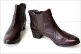 ANDRE Bottines Boots Cuir Bordeaux Doublées Cuir Bandes Elastiquées T 41 TBE