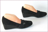 GEOX Respira Escarpins Daim Noir Elastiqué Talon Compensé T 39.5 TBE