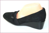 GEOX Respira Escarpins Daim Noir Elastiqué Talon Compensé T 39.5 TBE
