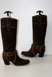 GEOX Bottes Cavalières à Talons Cuir Marron T 39 ETAT NEUF