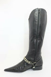 Bottes Pointu Cuir Noir Lisse T35 BE