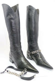 Bottes Pointu Cuir Noir Lisse T35 BE