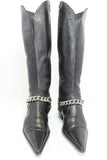 Bottes Pointu Cuir Noir Lisse T35 BE