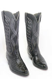 PETER NANG  Boots Vintage Cuir Noir Brodé T39 TTBE