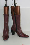 VINTAGE Mi Bottes REGINA Tout Cuir Violet Talons Carrés T 36 TBE