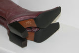 VINTAGE Mi Bottes REGINA Tout Cuir Violet Talons Carrés T 36 TBE