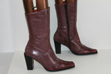 VINTAGE Mi Bottes REGINA Tout Cuir Violet Talons Carrés T 36 TBE