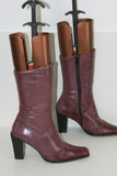 VINTAGE Mi Bottes REGINA Tout Cuir Violet Talons Carrés T 36 TBE