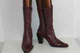 VINTAGE Mi Bottes REGINA Tout Cuir Violet Talons Carrés T 36 TBE