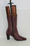 VINTAGE Mi Bottes REGINA Tout Cuir Violet Talons Carrés T 36 TBE
