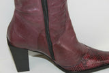 VINTAGE Mi Bottes REGINA Tout Cuir Violet Talons Carrés T 36 TBE