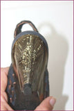 VINTAGE Escarpins FAIRE LADY Tout Cuir Tressé Marine et Bronze Cuivré T 35 TBE