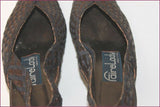 VINTAGE Escarpins FAIRE LADY Tout Cuir Tressé Marine et Bronze Cuivré T 35 TBE