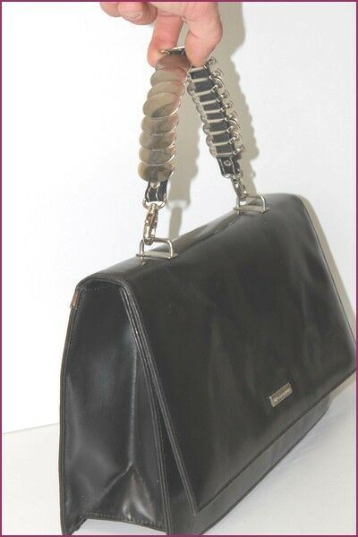 DOLCE GABBANA Sac Cabas Vintage Cuir Verni Anse Metallique Rare