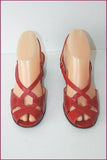EMERIC Escarpins Sandales Tout Cuir Rouge T 35.5 TBE