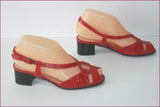 EMERIC Escarpins Sandales Tout Cuir Rouge T 35.5 TBE