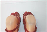 EMERIC Escarpins Sandales Tout Cuir Rouge T 35.5 TBE