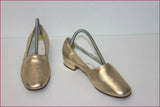DURER PARIS Escarpins VINTAGE  Cuir Doré RETRO Fait Main T 4 US / T 35 FR BE