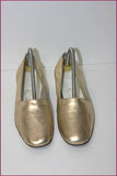 DURER PARIS Escarpins VINTAGE  Cuir Doré RETRO Fait Main T 4 US / T 35 FR BE