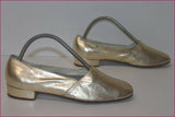 DURER PARIS Escarpins VINTAGE  Cuir Doré RETRO Fait Main T 4 US / T 35 FR BE