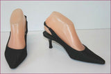 SONIA RYKIEL Escarpins Pointus Toile Imprimée Noire Talons Ouverts T 37 TBE