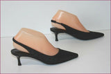 SONIA RYKIEL Escarpins Pointus Toile Imprimée Noire Talons Ouverts T 37 TBE